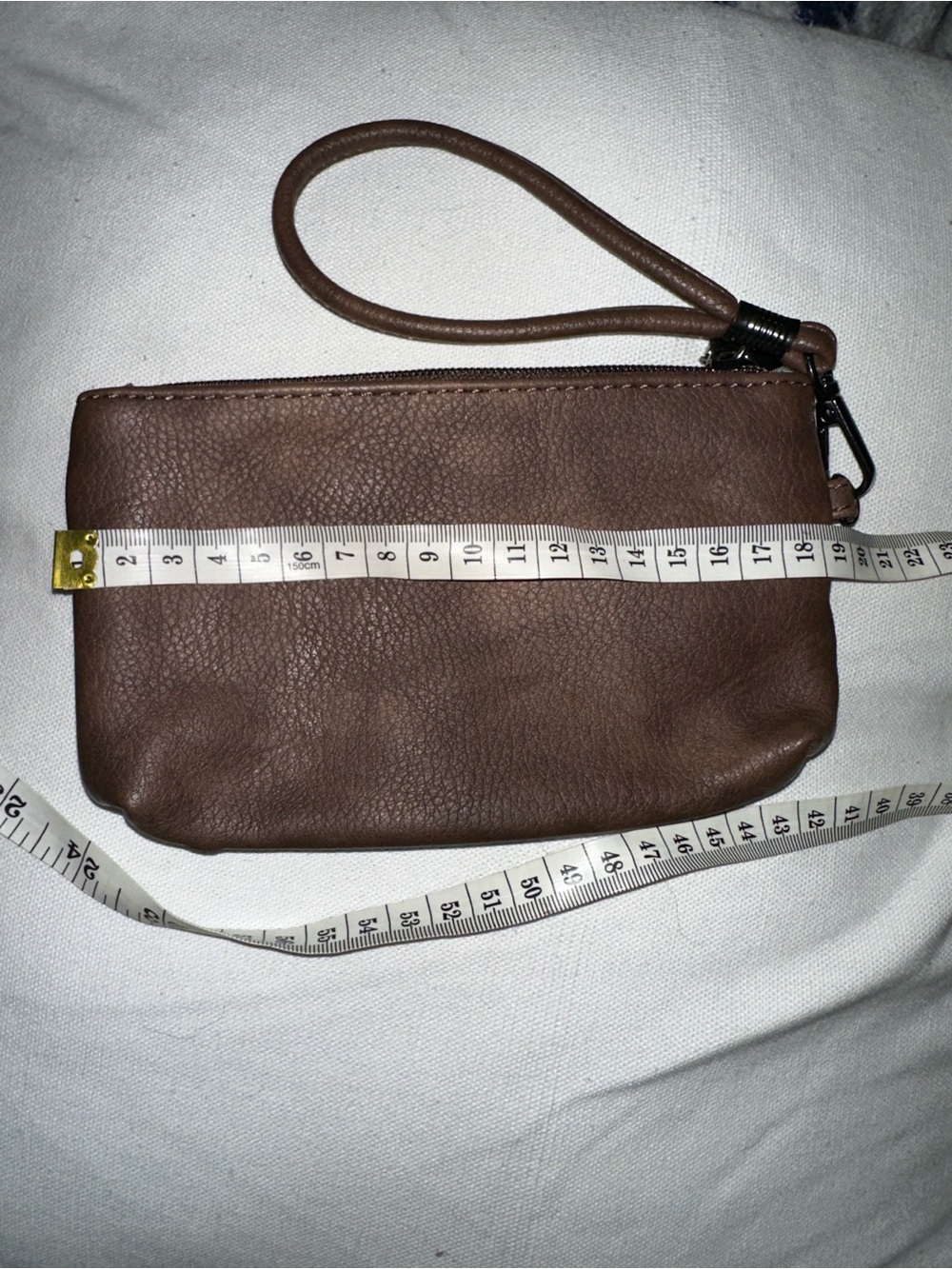 Classic Brown Leather Wristlet Clutch